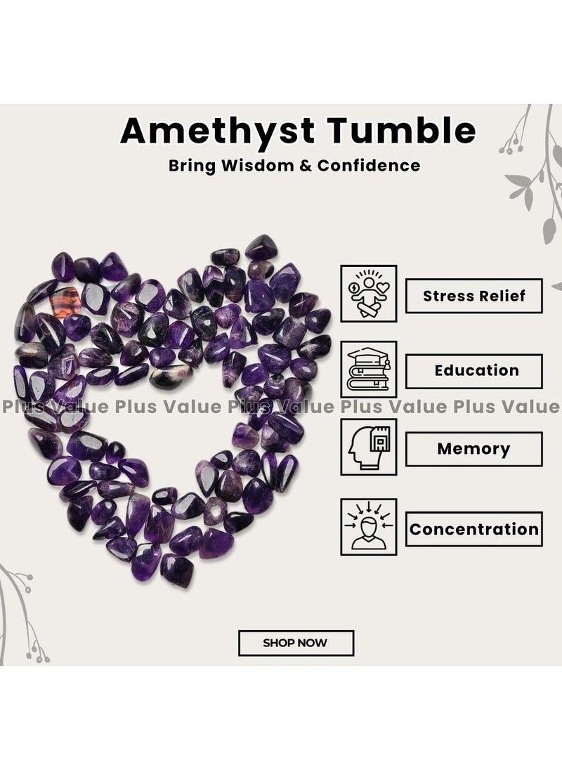 Plus Value Plus Value Amethyst Tumbled Stone Reiki Healing Crystals Home Office Decor Showpiece Kids Bedroom Meditation Room Decoration 200 Grams Purple  - Image 3