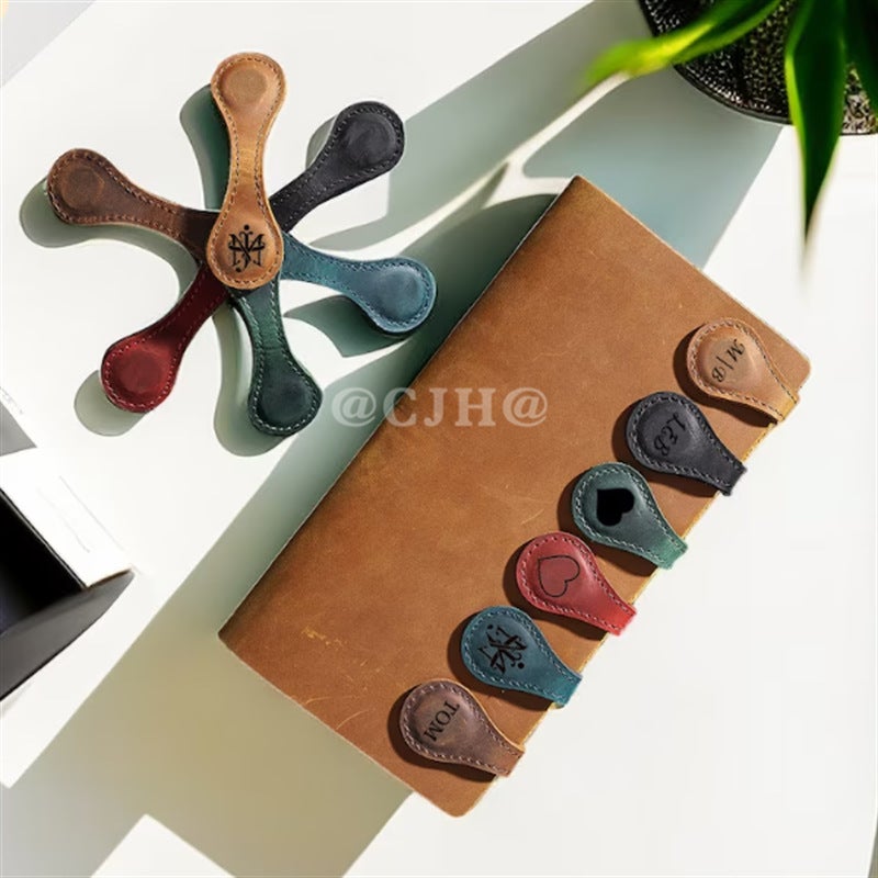 Retro Magnetic Bookmark Crazy Horse Magnetic Notebook Bookmark Holder Journal Book Holder - Image 2