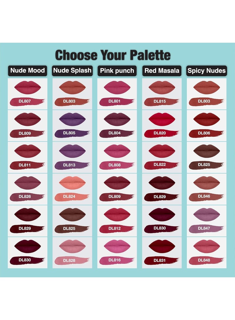 Dazller Lip Colour Lipstick Combo Pack of 6|Vibrant Matte Liquid Lipstick for Women|Long Stay|Smudge-Proof|Non-Transfer|Spicy Nudes|21.6g - Image 5