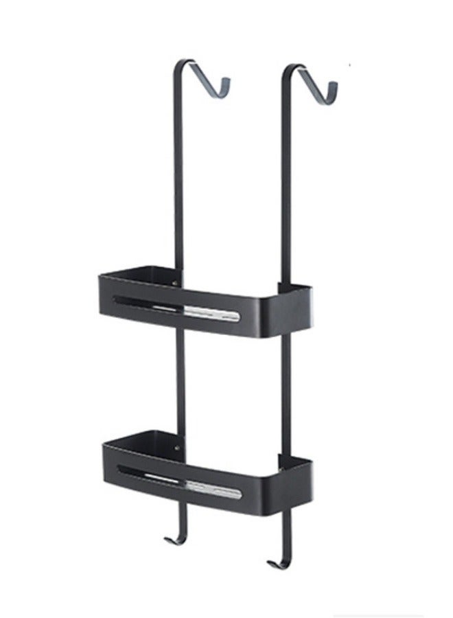 MIXDE Hanging Shower Caddy Over The Door Shower Organizer Aluminum Shower Shelf Storage Rack (Black) - Image 1