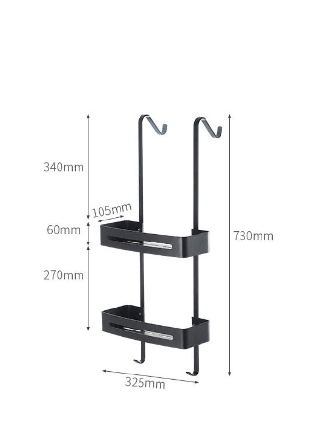 MIXDE Hanging Shower Caddy Over The Door Shower Organizer Aluminum Shower Shelf Storage Rack (Black) - Image 4