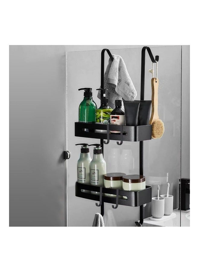 MIXDE Hanging Shower Caddy Over The Door Shower Organizer Aluminum Shower Shelf Storage Rack (Black) - Image 3