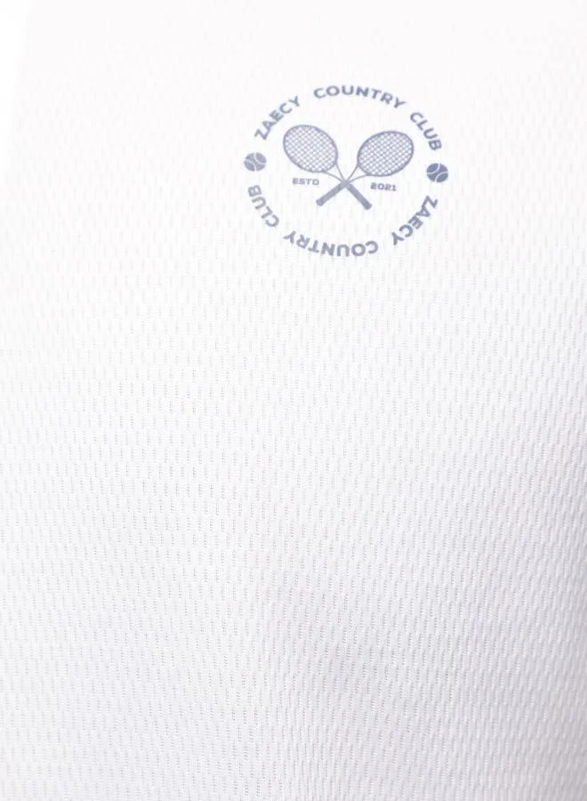 ZAECY Mandarin Collar T-shirt – Pearl White
