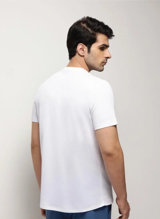 ZAECY Mandarin Collar T-shirt – Pearl White