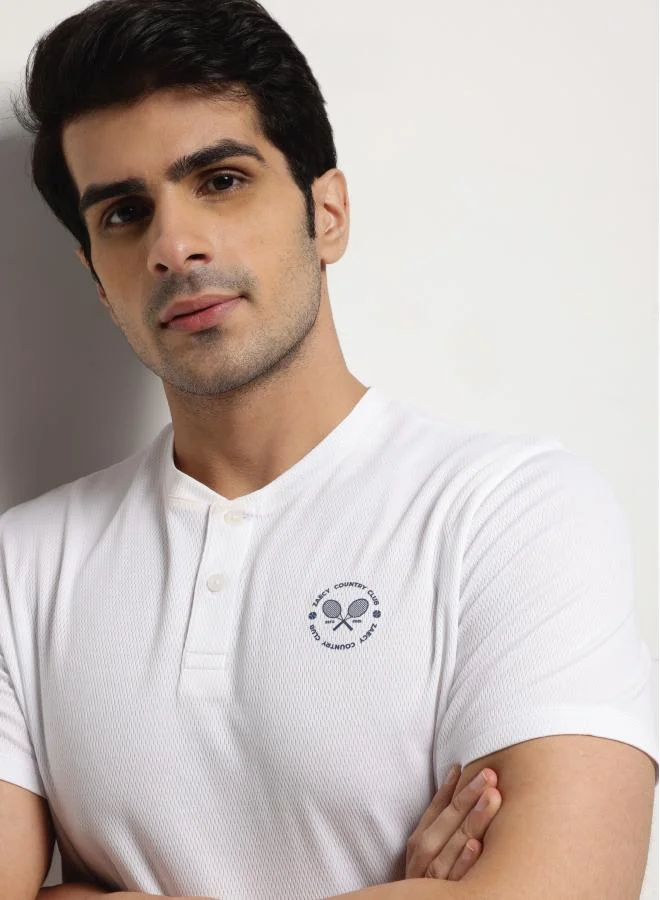 ZAECY Mandarin Collar T-shirt – Pearl White