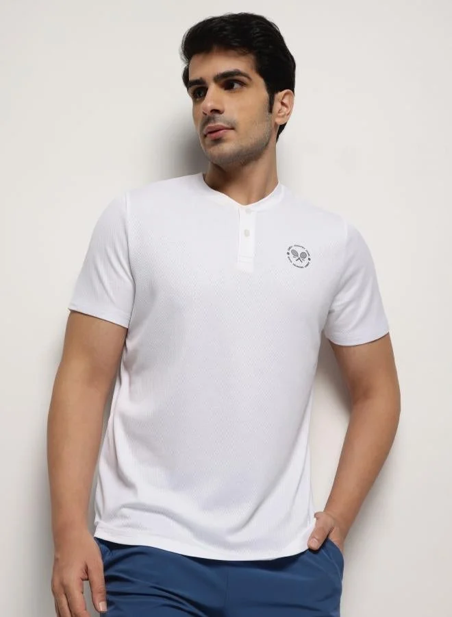 ZAECY Mandarin Collar T-shirt – Pearl White