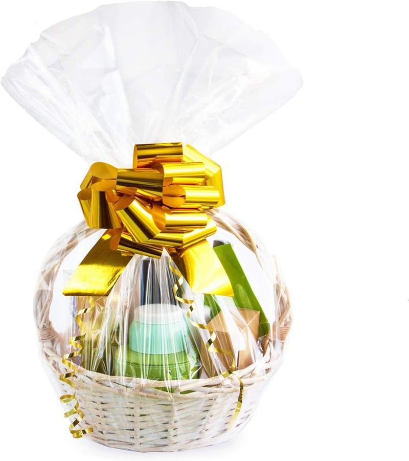 Morepack Large Cellophane Bags,24x30 Inch Cellophane Wrap for Gift Baskets,10 Pcs Clear Basket Bags - Image 1