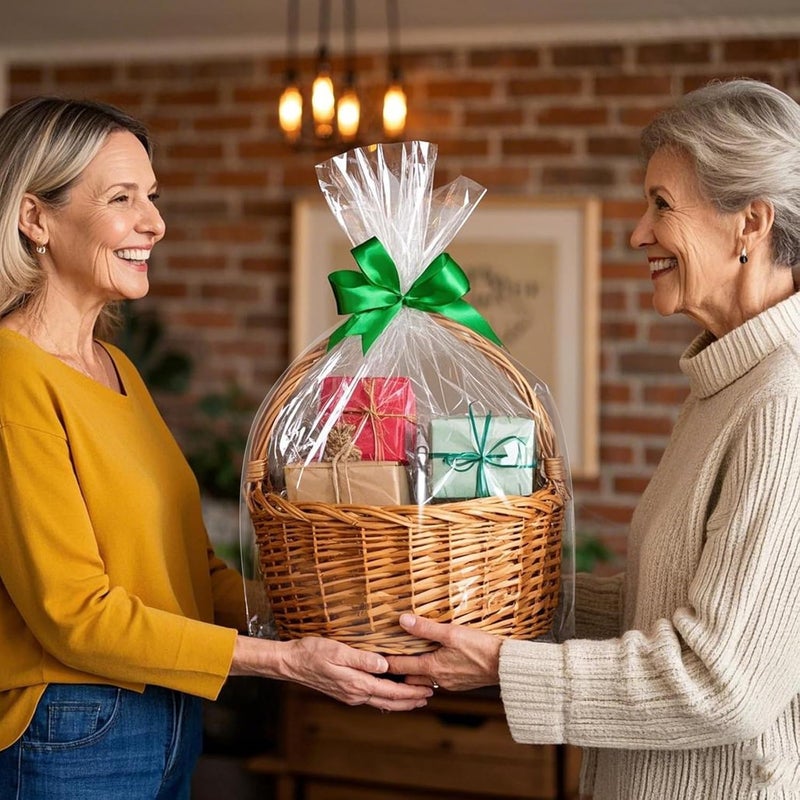 Morepack Large Cellophane Bags,24x30 Inch Cellophane Wrap for Gift Baskets,10 Pcs Clear Basket Bags - Image 3