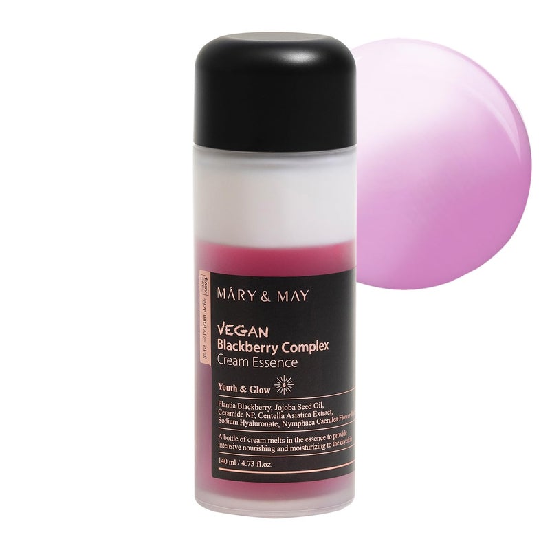 MARY & MAY Mary&May Vegan Blackberry Cream Essence | Milky Essence Toner | Deep Hydration | Korean Skincare | Strengthens Skin Barrier | Plumping & Firming | Lightweight Formula (140ml/4.73 fl.oz.) - Image 1