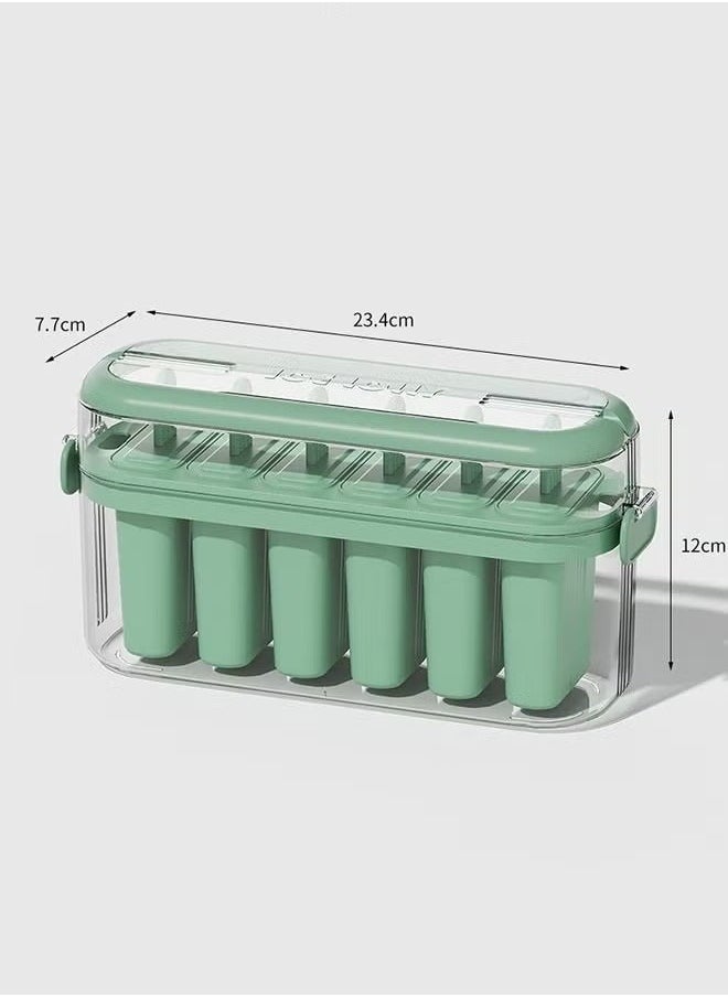 MIXDE - 6PCS Large Popsicle Molds with Carry Handle and Storage Holder DIY Popsicle Molds for Kids BPA Free Reusable Popsicle Mold Set Green - Image 1