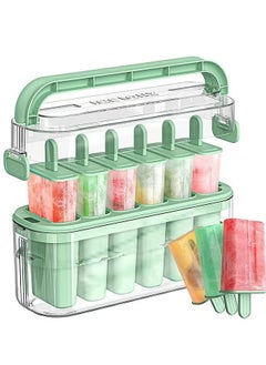 6PCS Large Popsicle Molds with Carry Handle and Storage Holder DIY Popsicle Molds for Kids BPA Free Reusable Popsicle Mold Set Green