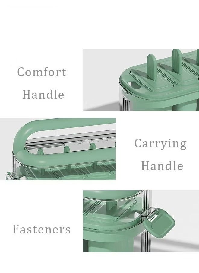 MIXDE - 6PCS Large Popsicle Molds with Carry Handle and Storage Holder DIY Popsicle Molds for Kids BPA Free Reusable Popsicle Mold Set Green - Image 1