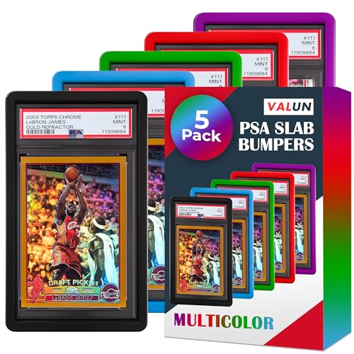 VALUN PSA Slab Bumper 5 PACK MULTICOLOR Hard TPU PSA Slab Protector Guard for Graded Cards PSA Slab Bumper Guard for PSA Slabs Card Slab Protector for PSA Card Protection - Image 1