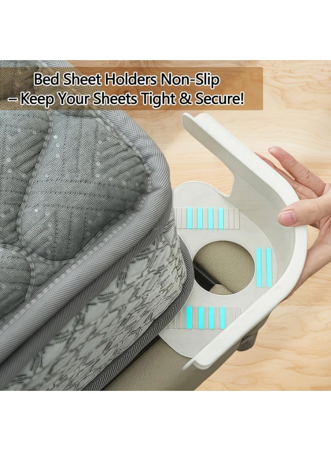 Fixed bed sheet straps/holders keep sheets secure and tight, open angle bed sheet rack with locking strip, heavy-duty bed sheet clips easy to install for all mattress sizes (4, white) - Image 3