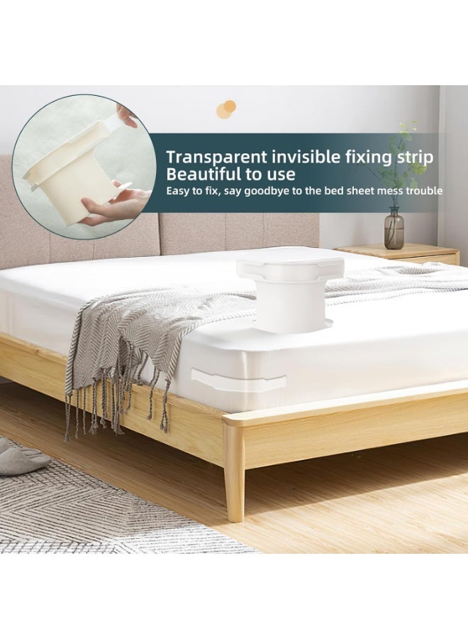 Fixed bed sheet straps/holders keep sheets secure and tight, open angle bed sheet rack with locking strip, heavy-duty bed sheet clips easy to install for all mattress sizes (4, white) - Image 2