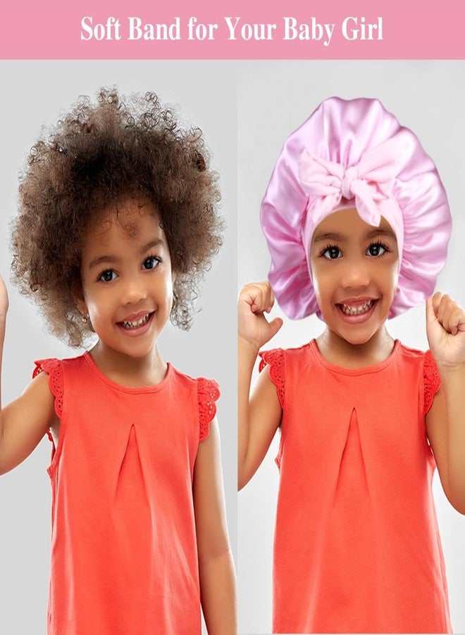 Heniho 2+2 Satin Bonnets with Scrunchies for Kids, Cute Hair Bonnets for Girls Sleeping Curly Hair, C - Image 4