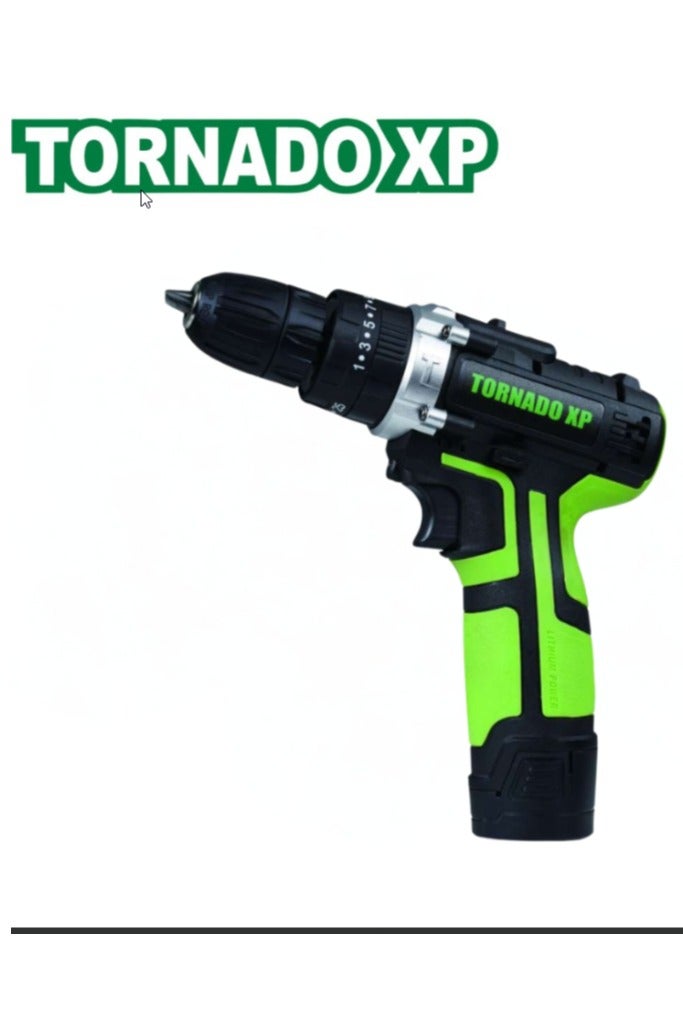 تورنيدو اكس بي  دريل تورنادو لاسلكي 12 فولت – رأس 7 مم مع بطاريتين وشاحن وطقم ملحقات كامل - Image 1