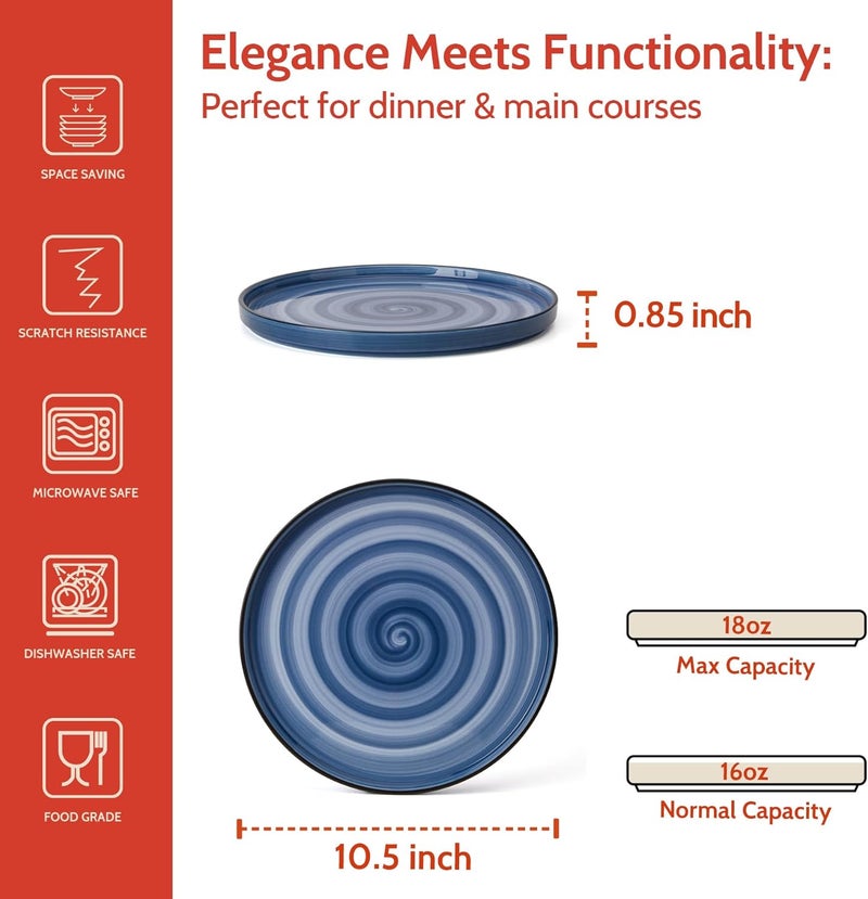 Sweese 10 Inch Round Porcelain Plates Dinner Plates - Image 3
