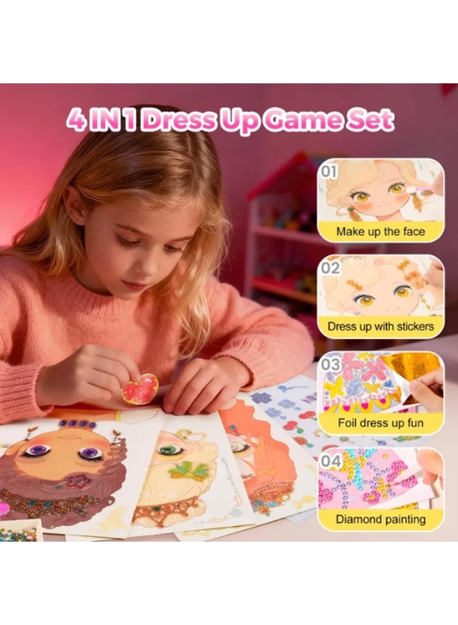 YSR Mermaid Princess Manicure & Makeup 4-in-1 Dress-Up Play Set with Stickers & Diamond Painting, Creative Handmade DIY Toys, Ideal Birthday Gift for Girls & Kids, Children Drawing Supplies & Arts and Crafts Kit - Image 2