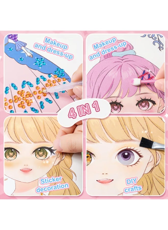 YSR Mermaid Princess Manicure & Makeup 4-in-1 Dress-Up Play Set with Stickers & Diamond Painting, Creative Handmade DIY Toys, Ideal Birthday Gift for Girls & Kids, Children Drawing Supplies & Arts and Crafts Kit - Image 4
