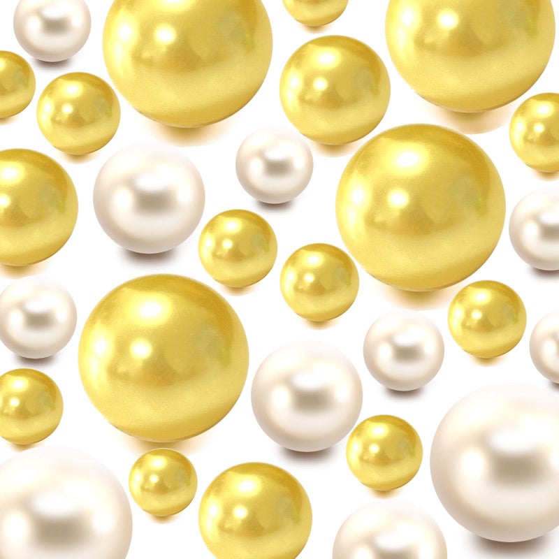 Zsynka 200 Pieces Floating NO Hole Pearls and 2300 Pieces Transparent BeadsFloating Beads Pearls for Vases Floating Candles Home Weddings Table Centerpieces Party Decor