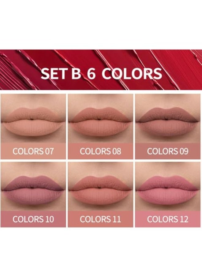 6 PCS Nude Matte Liquid Lipstick Set, Waterproof Long Lasting Non-Stick Cup Nude Lipstick 24 Hour Not Fade Matte Lipstick Professional Lip Gloss Makeup Mother's Day Gifts for Women - Image 2