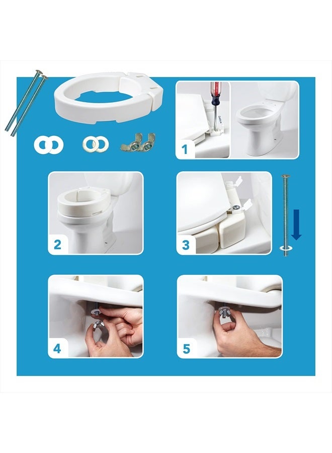 careX Elongated Hinged Raised Toilet Seat, Adds 3.5 Inches Of Height To Toilet, 300 Pound Weight Capacity, Toilet Seat Riser, Elevated Toilet Seat And Handicap Toilet Seat - Image 3