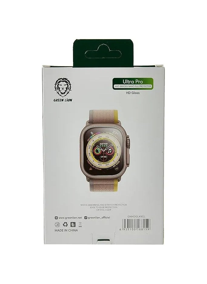 GREEN LION Ultra Pro HD Glass Full Protection for Apple Watch 49mm / Edge to Edge Protection / Shock Absorbing / Anti-Fingerprint / Anti-Scratch - Clear  - Image 4