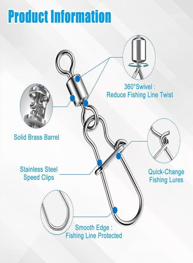 Homeaura 60Pcs High-Strength Fishing Swivel Set with Smooth-Rotation Ball Bearing Multi-Size for Diverse Fish | Safety Snap | Corrosion Resistant | Portable Case - Image 4