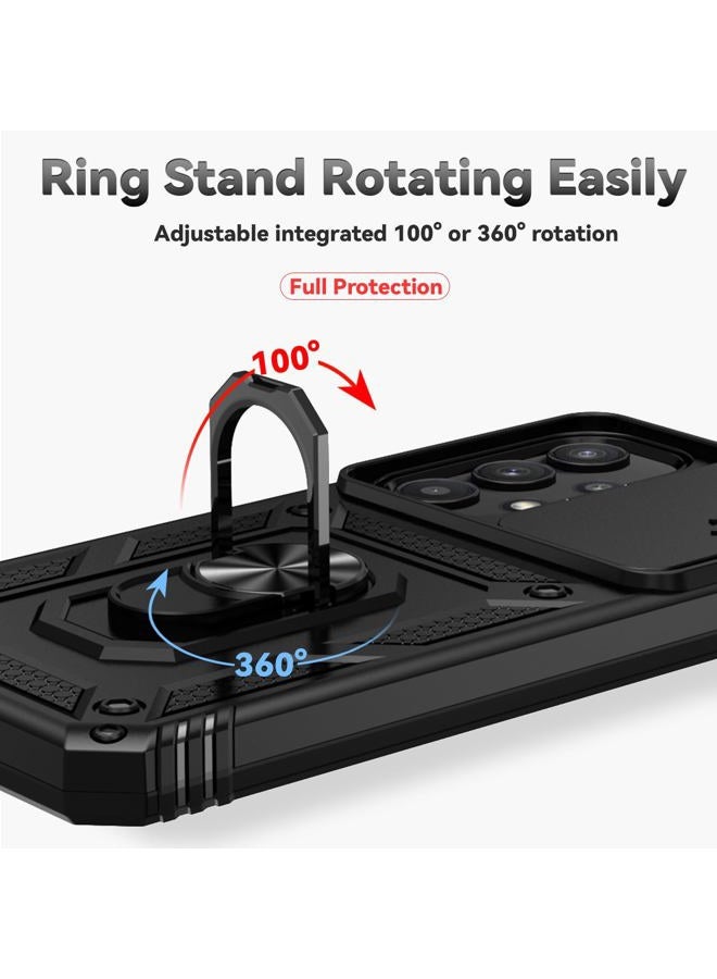 PUSHIMEI for Samsung Galaxy A35 5G Case with Slide Camera Cover HD Screen Protector [Military Grade 16ft. Drop Tested] Magnetic Ring Holder Kickstand Protective Phone Case for Galaxy A35 5G 2024, Black - Image 5