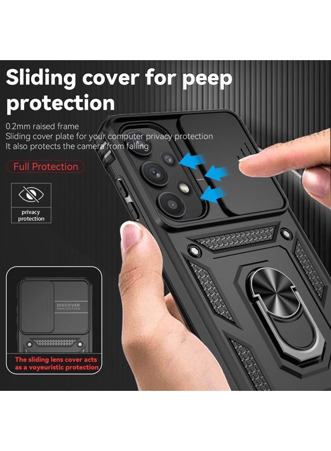 PUSHIMEI for Samsung Galaxy A35 5G Case with Slide Camera Cover HD Screen Protector [Military Grade 16ft. Drop Tested] Magnetic Ring Holder Kickstand Protective Phone Case for Galaxy A35 5G 2024, Black - Image 3