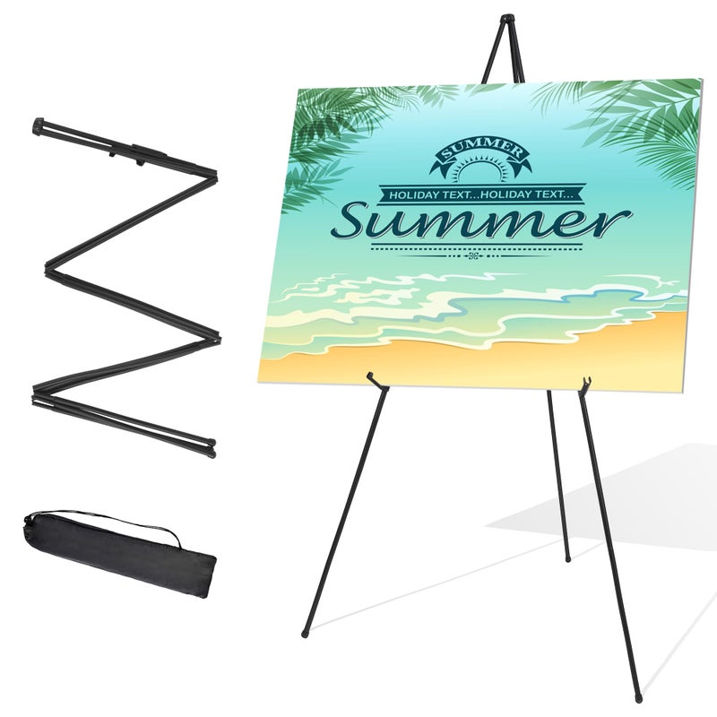 Easel Stand for Wedding Sign  Poster Display 63 Portable Art Easel for Floor Adjustable Metal Easel Black