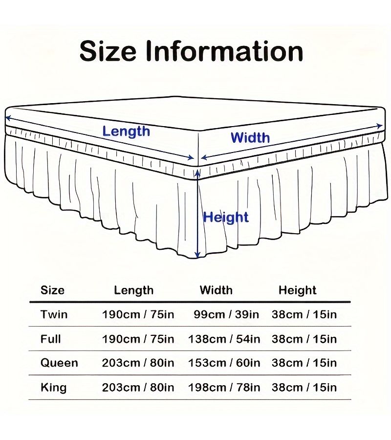1pc 100 Percent Microfiber 95G Solid Black Bed Skirt King Size Elastic Bands - Image 3