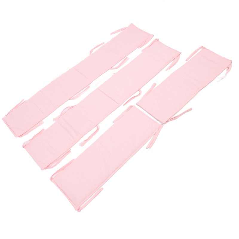 Pink Baby Bumpers: Premium Polyester Full Size Crib Bumper - Breathable Collision Protection Easy Install for Infant Nursery Crib Safety - Image 1