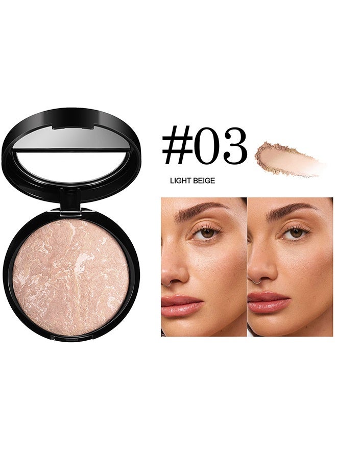 HUDA STORY Glow Fusion, Baked Luminous Pressed Powder–Glow-Infused Foundation,Highlighter & Setting Powder in One–Color-Correcting,Oil-Control,Long-Lasting Coverage for All Skin Tones #03 Light Beige - Image 2