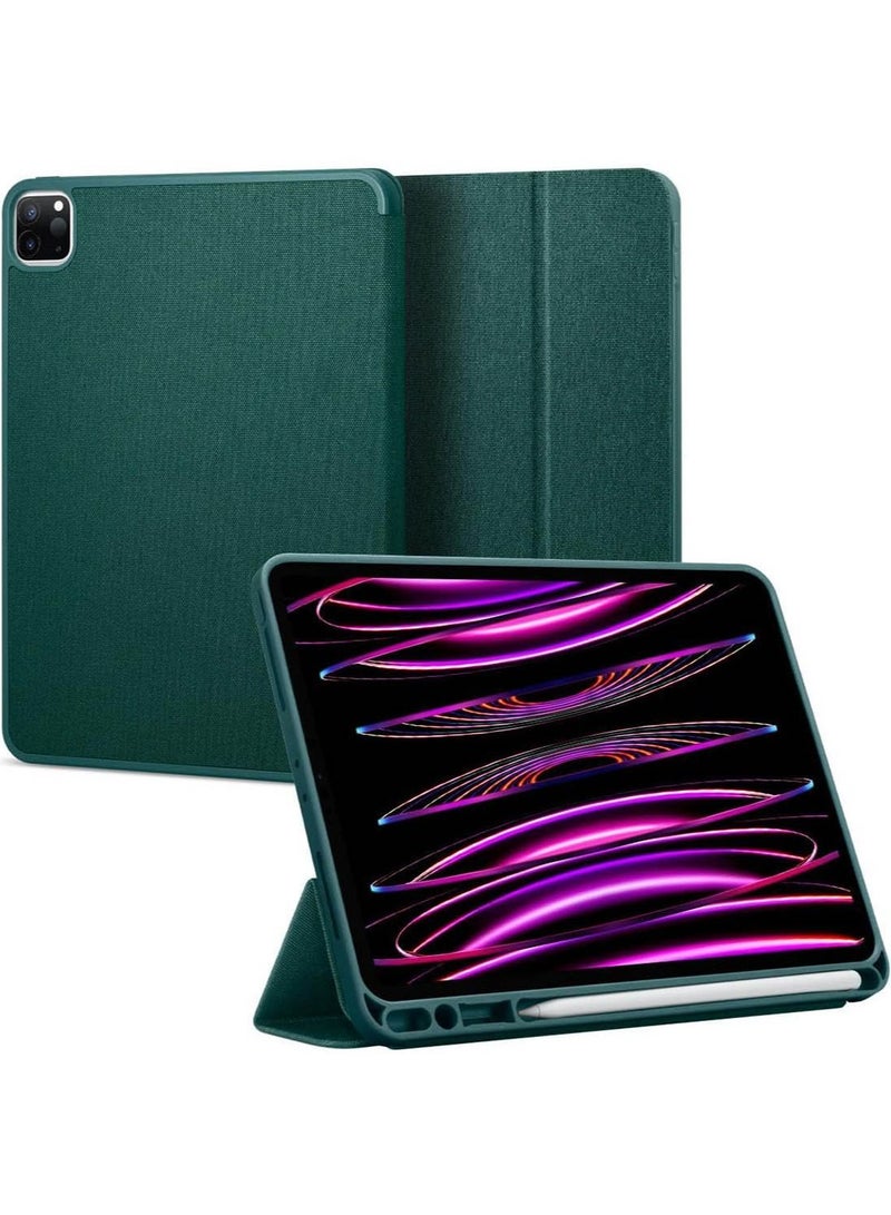 Spigen Urban Fit for iPad Pro 12.9 inch Case Cover M2 6th Generation (2022) / 5th Generation (2021) with Pencil Holder - Midnight Green - Image 1