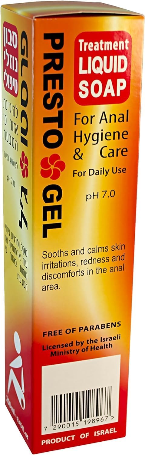 DR. SCHAVIT Presto Gel Hemorrhoid Liquid Soap for Anal Hygiene & Care. for Daily Use. pH 7.0 Soothes and Calms Skin irritations, and discomforts in The Anal Area. 8.45Fl.Oz