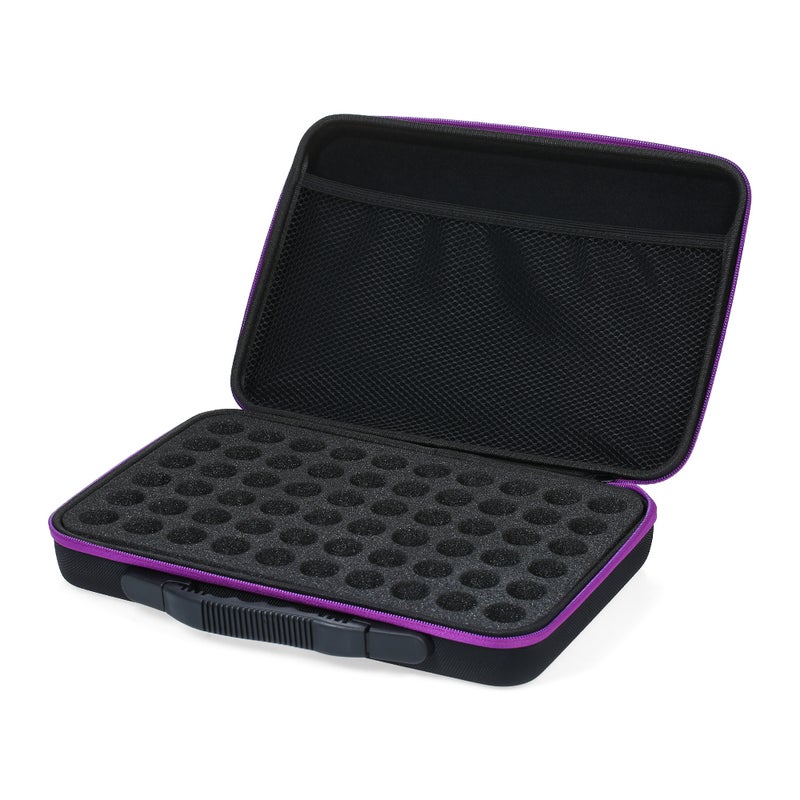 EVA 60 Slots Essential Oil Holder Hold 10ML Bottles Shockproof Shell Dense Foam for Painting Tools Nail Art Rhinestones Small Parts Bottles Storage Carry Case Container with Zipper - Image 1