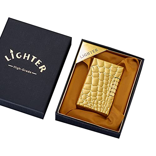 Malisseladi Lighters Soft Flame Metal Lighter Traditional Cigar Butane Lighter with Adjustable Flame Dial Vertical Ignition Roller Flint Wheel Classic Drawing Lighter (Gold) - Image 1