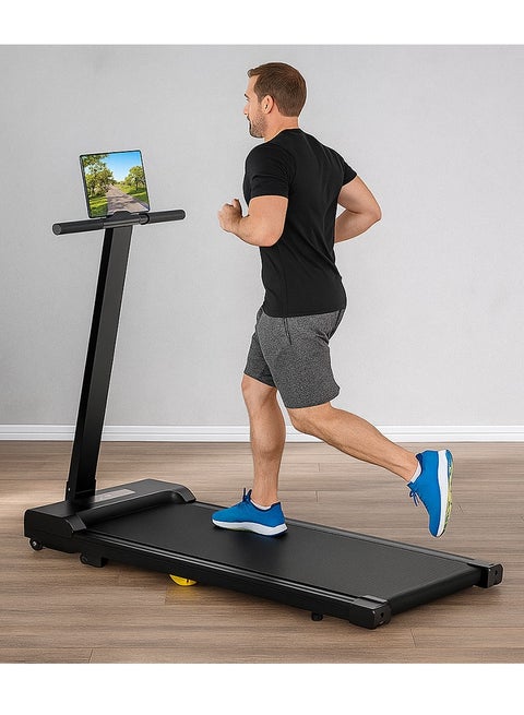 Treadmill with Handles & Walking Pad Foldable Compact for Home Office Use Portable Under Desk Design with Quiet Motor LED Display Remote Control