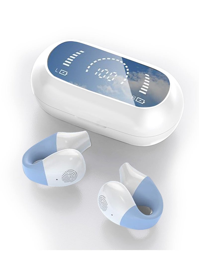 SYOSI Wireless Bone Conduction Headphones, Bluetooth 5.3 Open Ear Earbuds with Clip, Waterproof Earphone, Noise Cancelling, Long Battery Life, Blue - Image 1