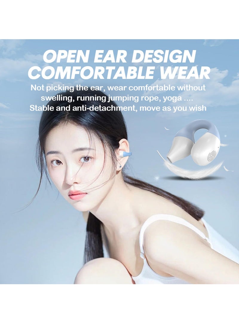 SYOSI Wireless Bone Conduction Headphones, Bluetooth 5.3 Open Ear Earbuds with Clip, Waterproof Earphone, Noise Cancelling, Long Battery Life, Blue - Image 3