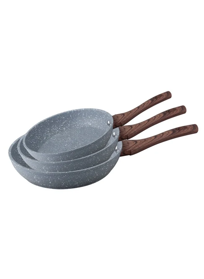 بارفيت طقم مقالي ألمنيوم مغلفة عالية الجودة 3 قطع رمادي وبني 29.6 × 9 × 16 سم HFFS-6003-1G
