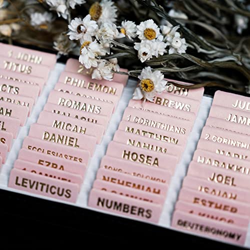 UPAFEXXI-Leather Bible Tabs, Bible Tabs for Women and Men(Gold Foil Lettering) Large Print Stickers, Easy to Read and Apply, 80 Chapters Labels for Easy Navigation (Rose Pink) - Image 3
