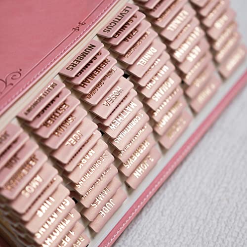 UPAFEXXI-Leather Bible Tabs, Bible Tabs for Women and Men(Gold Foil Lettering) Large Print Stickers, Easy to Read and Apply, 80 Chapters Labels for Easy Navigation (Rose Pink) - Image 4