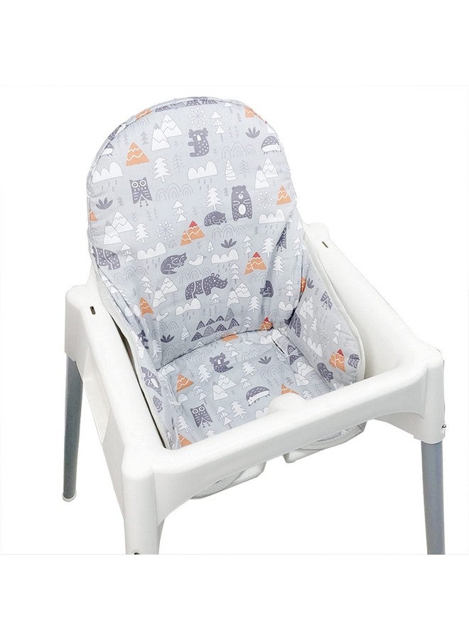 ZARPMA Cotton Seat Covers for IKEA Antilop Highchair, Padded, Forest Pattern Foldable Baby Highchair Cover for IKEA Child Chair Cushion (Grey Forest) - Image 1