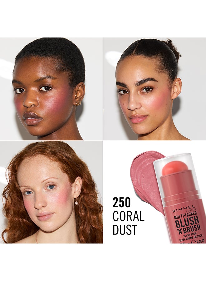 RIMMEL LONDON Multi-Tasker Blush'N'Brush Stick - Coral Dust, 8g - Image 4