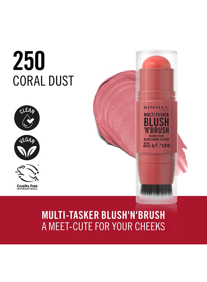 RIMMEL LONDON Multi-Tasker Blush'N'Brush Stick - Coral Dust, 8g - Image 2