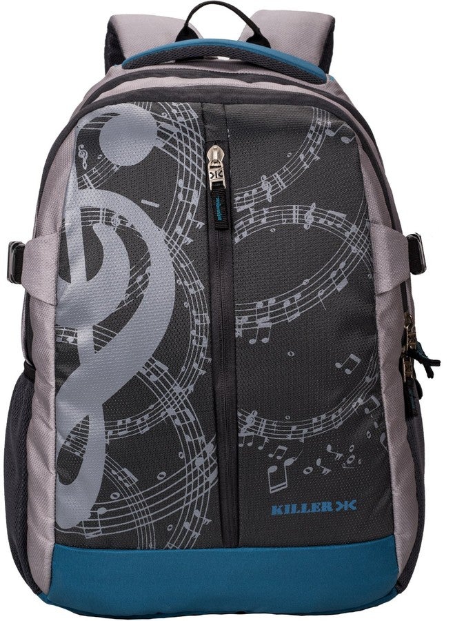 Killer Laptop Backpack Bags - Killer Liverpool 34L Printed Polyester Grey & Indigo Blue Laptop Backpack - Image 1