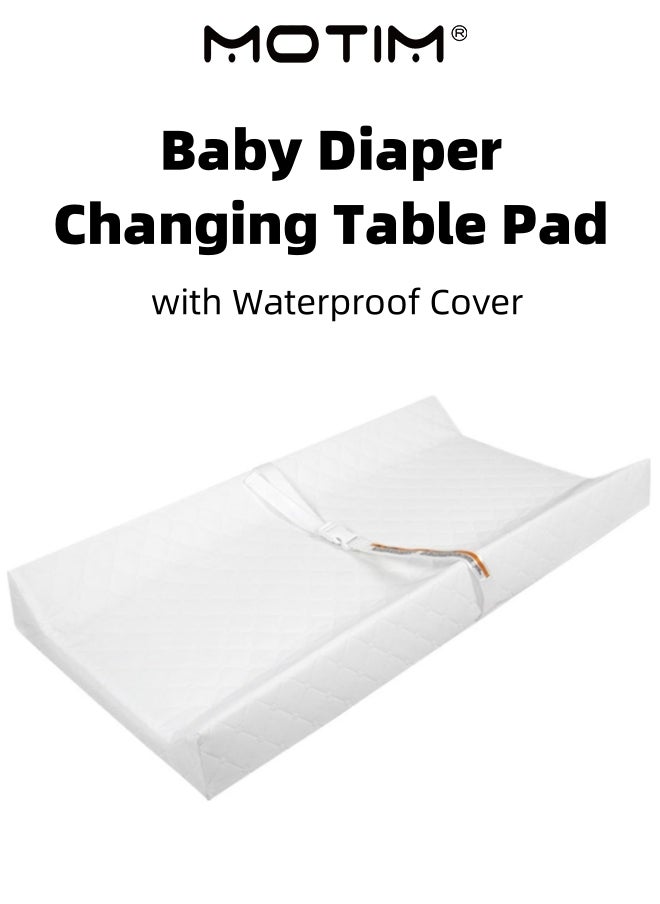 Motim Baby Diaper Changing Table Pad with Waterproof Cover 80CM Contour Changing Pad for Dresser Top(White 80 * 40 * 10cm)  - Image 1